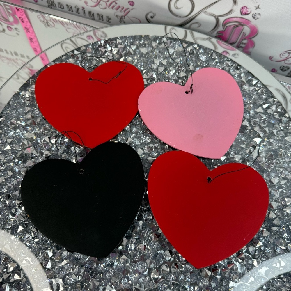 Heart-Shaped Hanging Ornaments - Red, Pink, Black